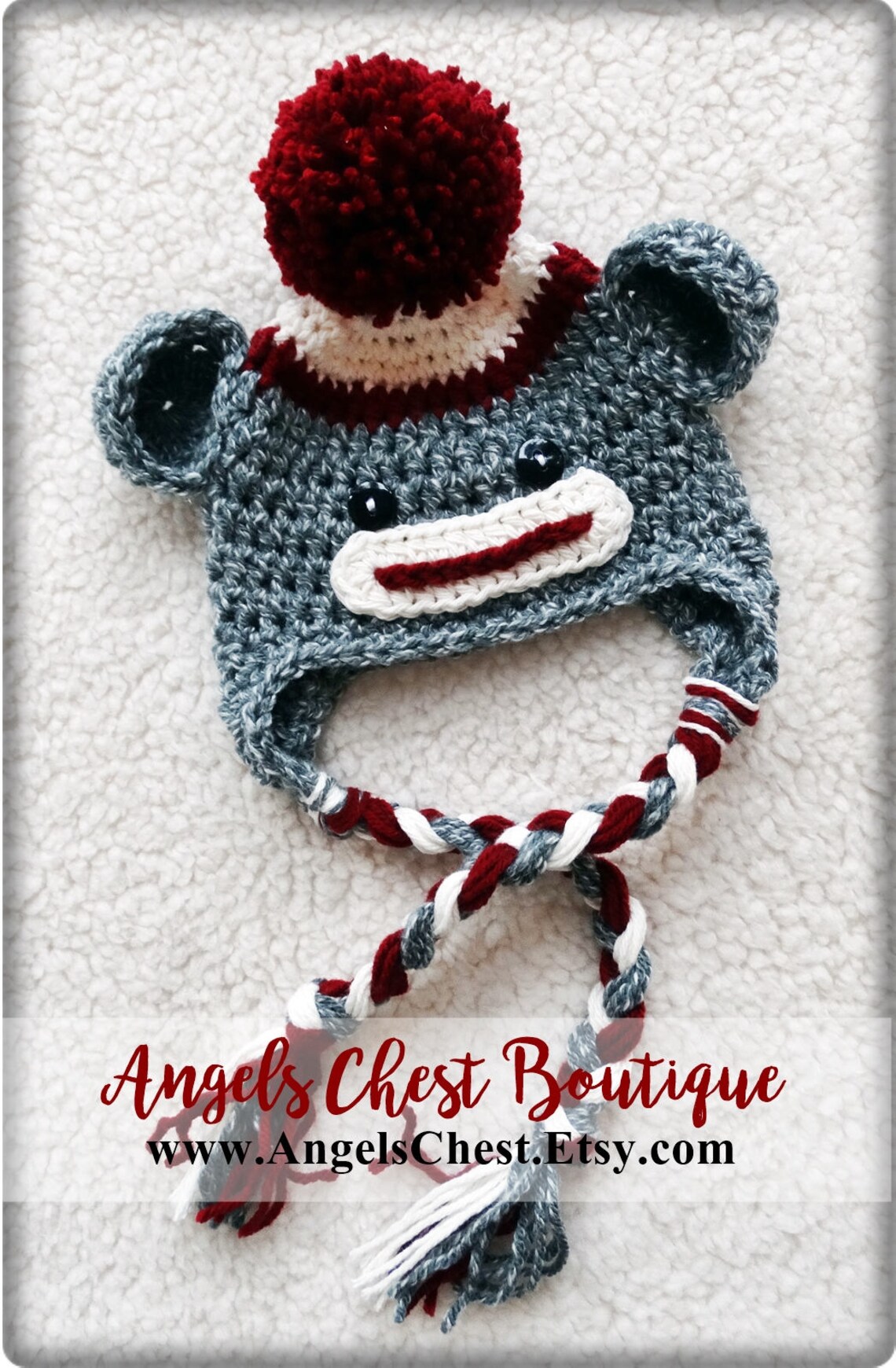 Crochet Pattern Sock Monkey Hat by Angelschest Includes Etsy