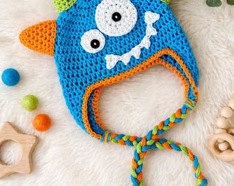 Patroon pdf gehaakte monstermuts, babybeanie voor peuters, maten pasgeboren tot volwassen