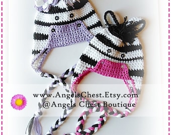 PDF PATTERN Cute Hand Crochet ZEBRA Hat Newborn to Adult Size Boutique Design - No. 28 by AngelsChest