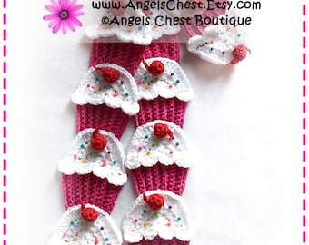 Crochet Yummy CUP CAKE Scarf PDF Pattern Boutique Design - No. 50 by AngelsChest