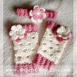 PDF Crochet Pattern Lovely Eggshell with Flowers LEG Warmers Size Newborn to Preteen Photo Prop No. 20 image 5