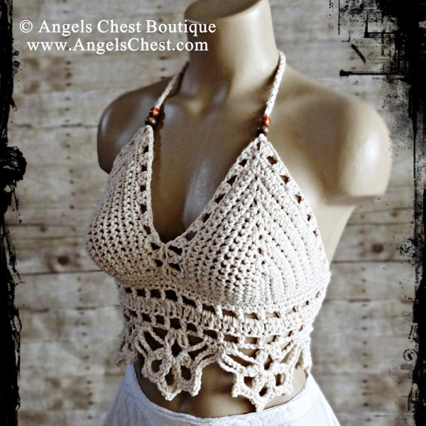 Crochet Pattern Summer Halter Top, Crop top by AngelsChest - Pattern No. 70