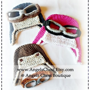 CROCHET PATTERN -  Aviator Pilot Hat PDF Pattern Sizes Newborn to Adult Boutique Design - No. 34 by AngelsChest