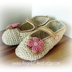 PDF Crochet Pattern MaryJanes Slippers With Flowers Sizes Preteen To Adult No. 8 image 1