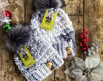 Maak een Mommy and Me Set, Winter Mommy and Me Hat Set, Mommy and Me Beanies, Hat Gift Set, Beanie Adult en Toddler Gift Set