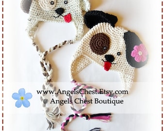 Crochet PUPPY DOG Hat PDF Pattern Sizes Newborn to Adult Boutique Design - No. 33 by AngelsChest