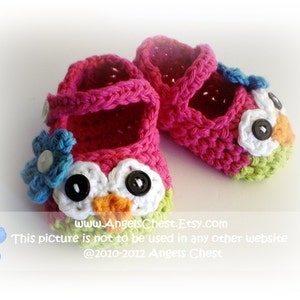 PDF Crochet Pattern No. 23 Owl Mary Janes Slippers Sizes Newborn to 10 ...