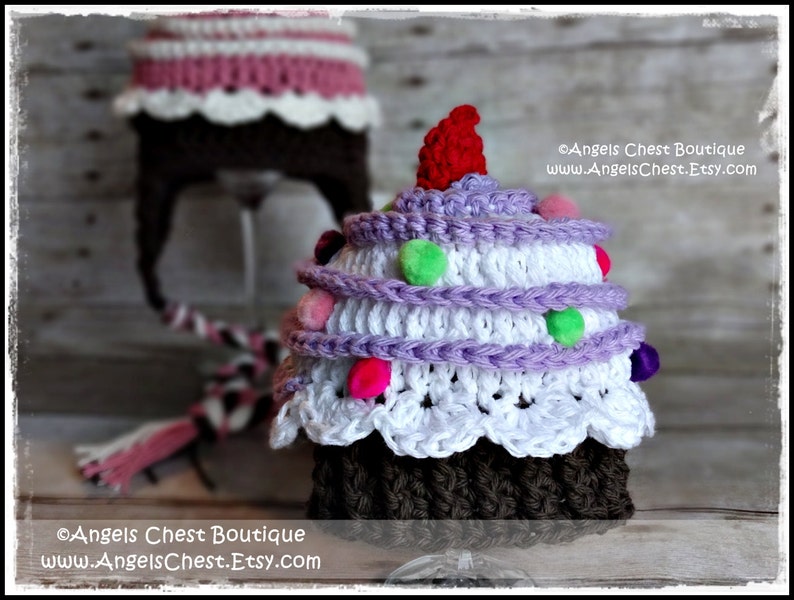 Crochet CUP CAKE Hat PDF Pattern Sizes Newborn to Adult Boutique Design No. 32 by AngelsChest image 4