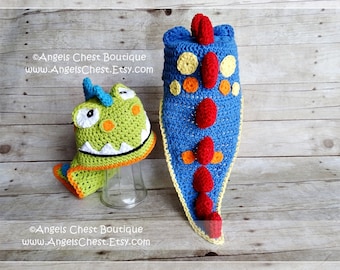 Crochet Dinosaur Hat PDF Pattern Sizes Newborn to Adult Boutique Design - No. 62 by AngelsChest