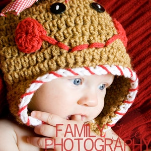 Gingerbread Cookie Crochet Hat Pattern Size Newborn to Preteen Boutique Design No. 43 by AngelsChest image 5