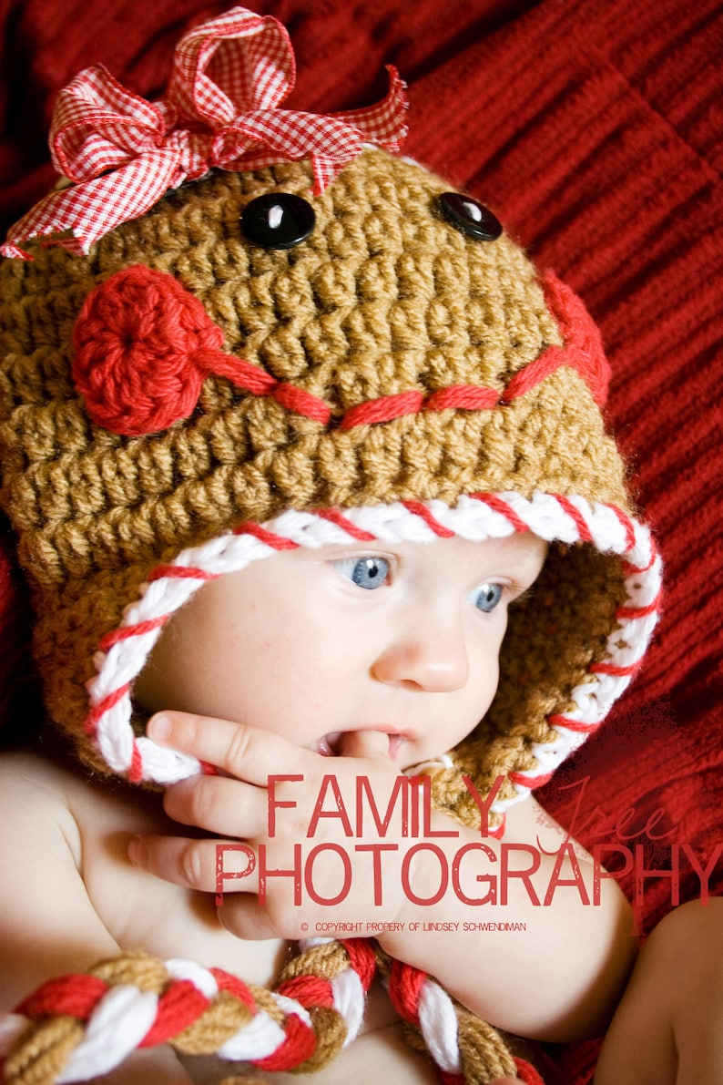 Gingerbread Cookie Crochet Hat Pattern Size Newborn to Preteen Boutique Design No. 43 by AngelsChest image 5