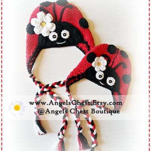 Crochet LADYBUG HAT PDF Pattern Sizes Newborn to Adult Boutique Design No. 29 by AngelsChest Includes British and American Crochet Terms image 1