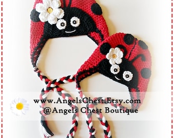 Crochet LADYBUG HAT PDF Pattern Sizes Newborn to Adult Boutique Design - No. 29 by AngelsChest - Includes British and American Crochet Terms