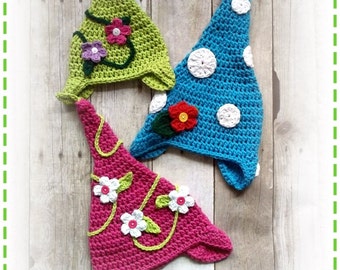 Crochet GARDEN GNOME Hat PDF Pattern Sizes Newborn to Adult Boutique Design - No. 58 by AngelsChest