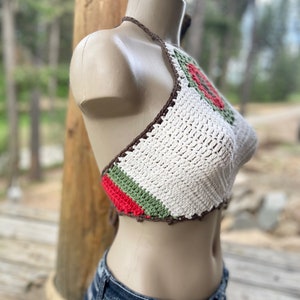 Crochet halter top Festival top Modern top Hippie Boho top Sexy crop top Dreamcatcher Summer wear Bralette by AngelsChest image 2