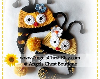 CUTE as can BEE HAT crochet pattern Pdf Format Sizes Newborn to Adult by AngelsChest Pattern No. 31