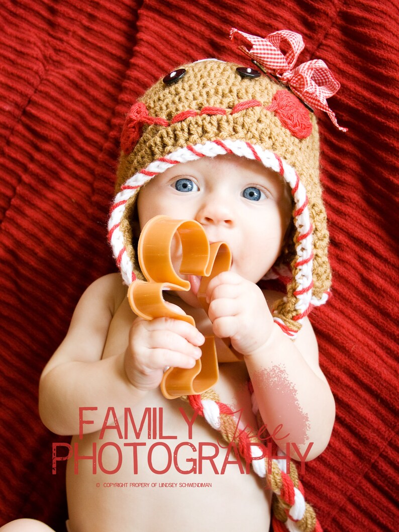 Gingerbread Cookie Crochet Hat Pattern Size Newborn to Preteen Boutique Design No. 43 by AngelsChest image 4