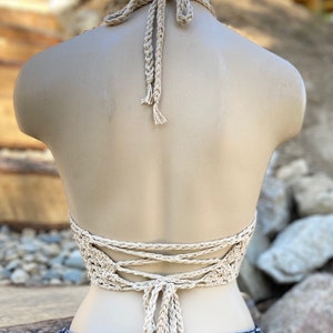 Crochet Halter Top NUDE - Festival Top - Modern Top - Hippie - Boho Top