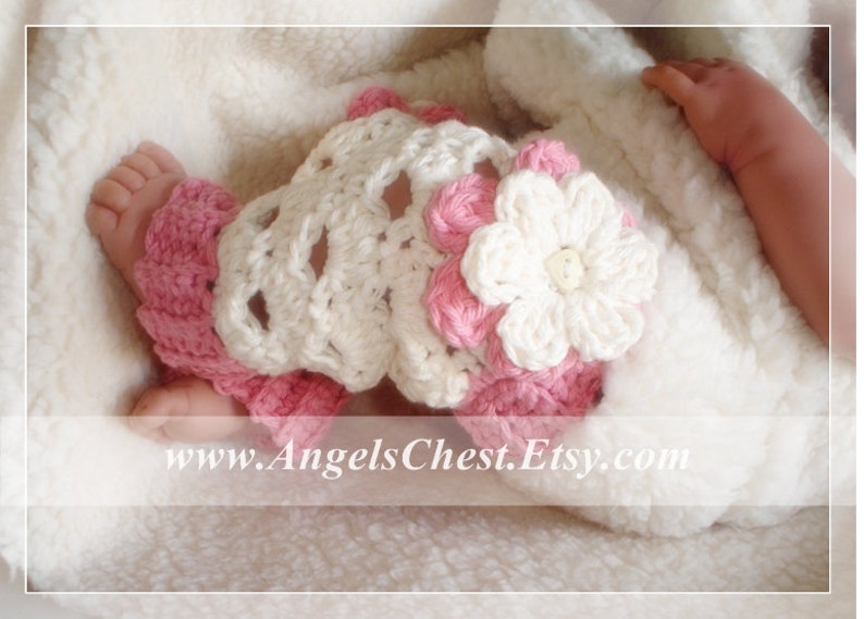 PDF Crochet Pattern Lovely Eggshell with Flowers LEG Warmers Size Newborn to Preteen Photo Prop No. 20 image 3