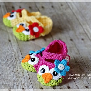 PDF Crochet Pattern No. 23 Owl Mary Janes Slippers Sizes Newborn to 10 ...