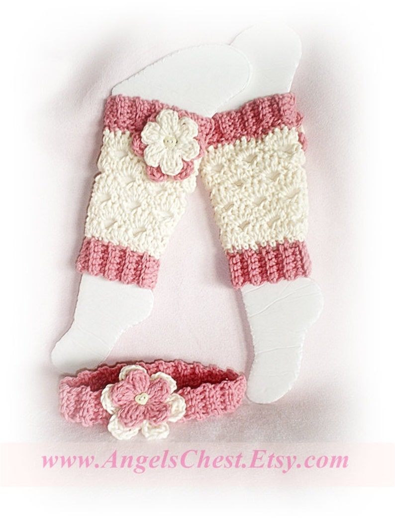 PDF Crochet Pattern Lovely Eggshell with Flowers LEG Warmers Size Newborn to Preteen Photo Prop No. 20 image 1