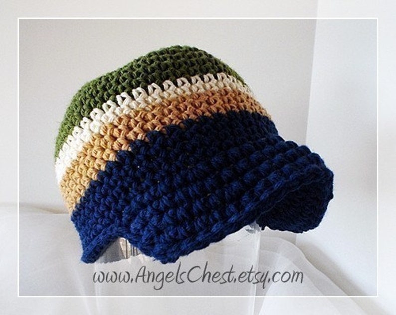 PDF Pattern Cute Beanie Brim Visor Crochet Hat for Boy or Girl Newborn to Adult size No. 5 image 2