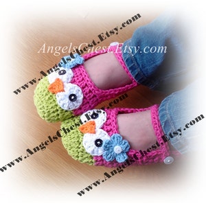 PDF Crochet Pattern Owl Mary Janes Slippers Sizes Preteen to Adult No ...