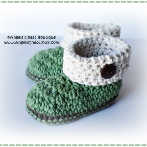 PDF Crochet Pattern No. 65 Baby Booties Strawberry Cuffed Boy Booties Slippers Sizes Newborn to 24 months by AngelsChest image 2