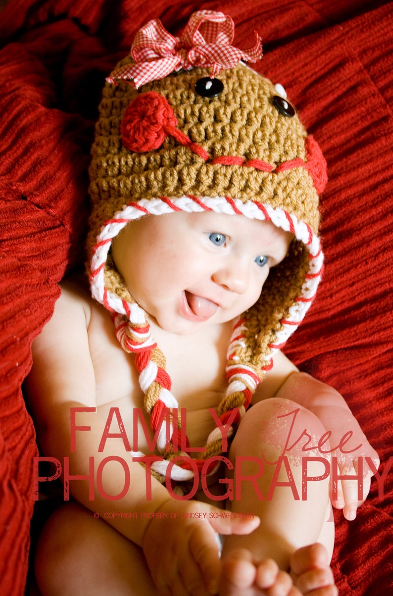 Gingerbread Cookie Crochet Hat Pattern Size Newborn to Preteen Boutique Design No. 43 by AngelsChest image 3