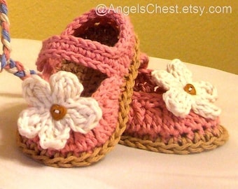 PDF Crochet Pattern MaryJanes Booties Shoes With Flowers Sizes Preemie TO 2 Years No. 3