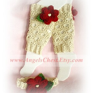 PDF Crochet Pattern Lovely Eggshell with Flowers LEG Warmers Size Newborn to Preteen Photo Prop No. 20 image 2