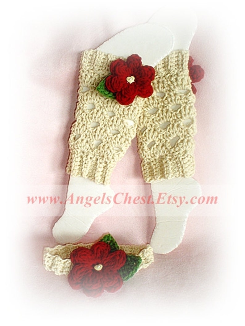 PDF Crochet Pattern Lovely Eggshell with Flowers LEG Warmers Size Newborn to Preteen Photo Prop No. 20 image 2