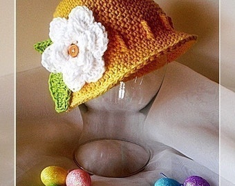 PDF Pattern Cute Easter Cloche/Bucket hat with detachable flowers Sizes Preemie TO 4 YEARS Beanie No. 6