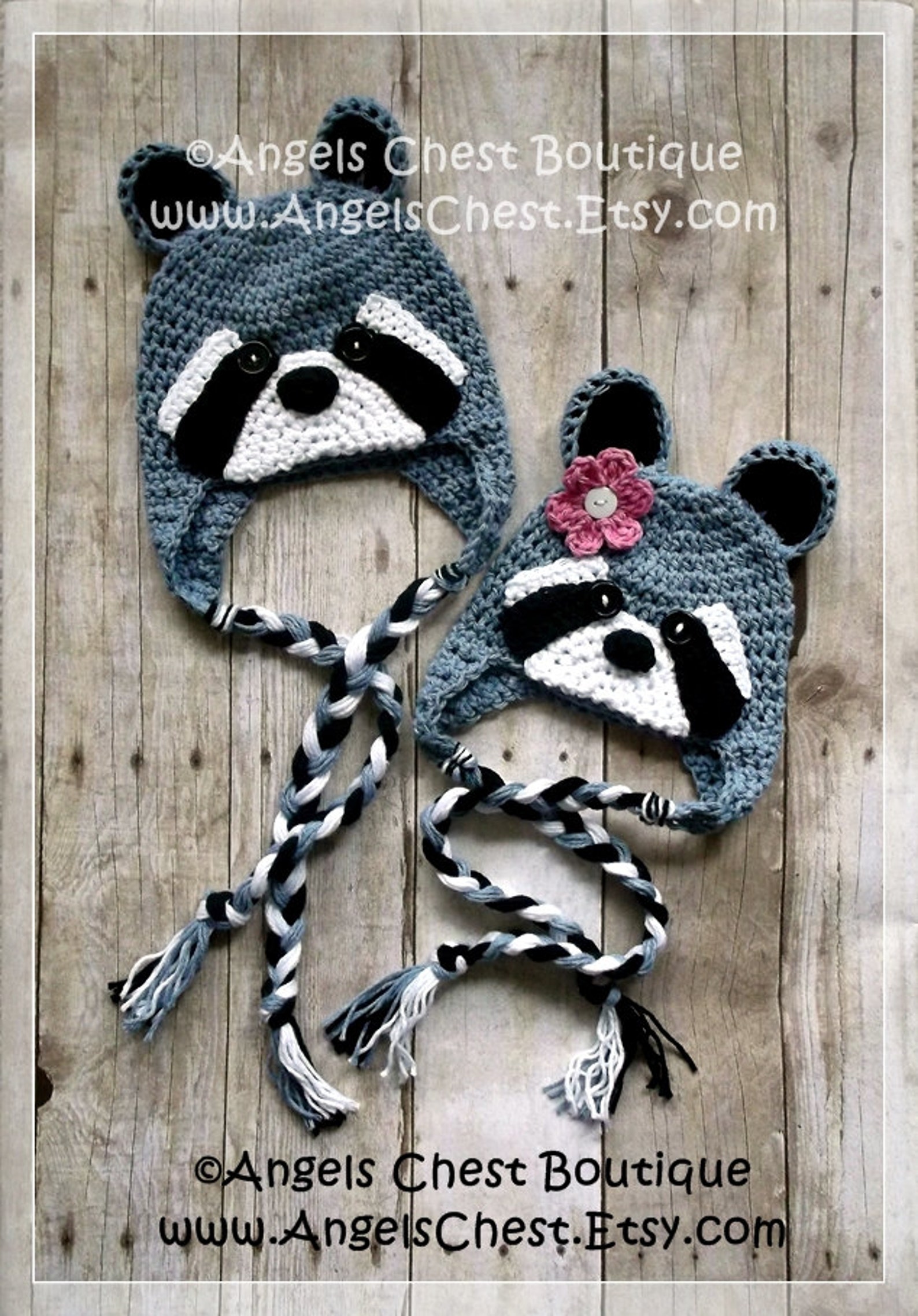 Crochet RACCOON Beanie Earflap Hat PDF Pattern Sizes Newborn Etsy