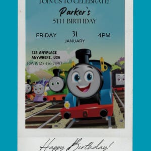 Thomas the Tank Engine, Thomas the Train, Boy Birthday, Editable Template, Canva Template