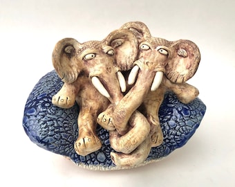 Elephant Couch Hand Sculpted Stoneware