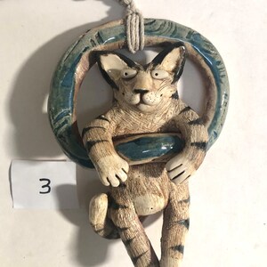 Cat Ring Wall Hanging Handmade Stoneware image 6