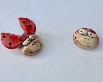 Ladybug Stoneware Handmade