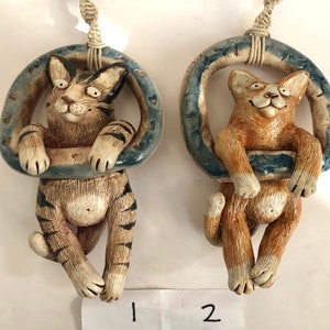 Cat Ring Wall Hanging Handmade Stoneware image 3