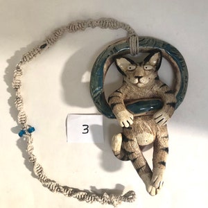 Cat Ring Wall Hanging Handmade Stoneware image 5