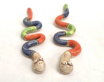 Coral snake handmade stoneware