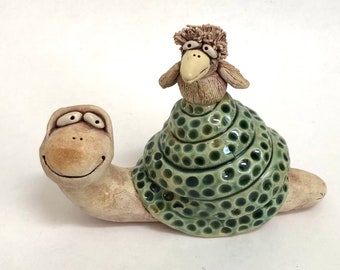 Snail with bird Handmade Stoneware