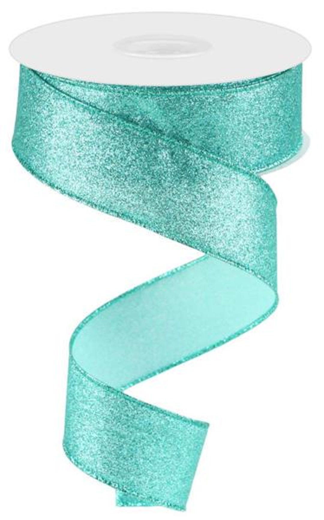 Ice Blue Shimmer Glitter, Wired Ribbon, 1.5