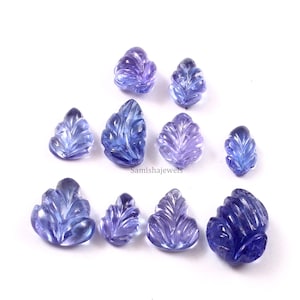 19.35 Carat Natural Tanzanite Carved Gemstone Lot Fine Quality Tanzanite Leaf Shape Lot 7x5 to 11x9 mm