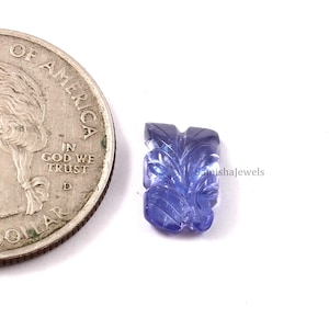 Unique Tanzanite Carved Leaf Shape Gemstone 3.10 Carat Real Tanzanite Carving Gemstone 11x7 mm