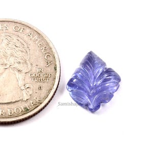 Amazing Tanzanite Carved Leaf Shape Gemstone 3.90 Carat Natural Tanzanite Carving Gemstone 14x12 mm