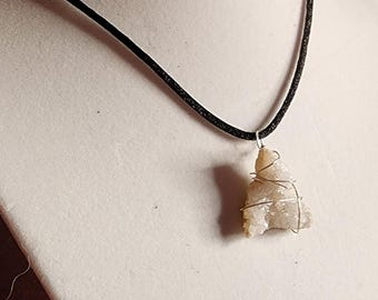 White quartz crystal geode pendant