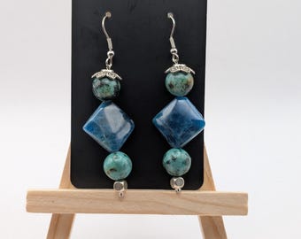 African Turquoise and Apatite Earrings
