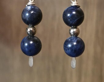 Sodalite Double Stack Dangle Earrings