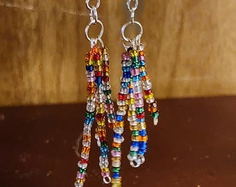 Rainbow beaded earrings